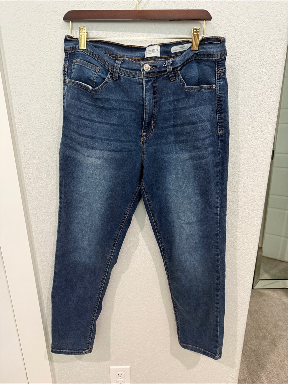 Women's Skinny Jeans in Dark Blue Wash by Angels